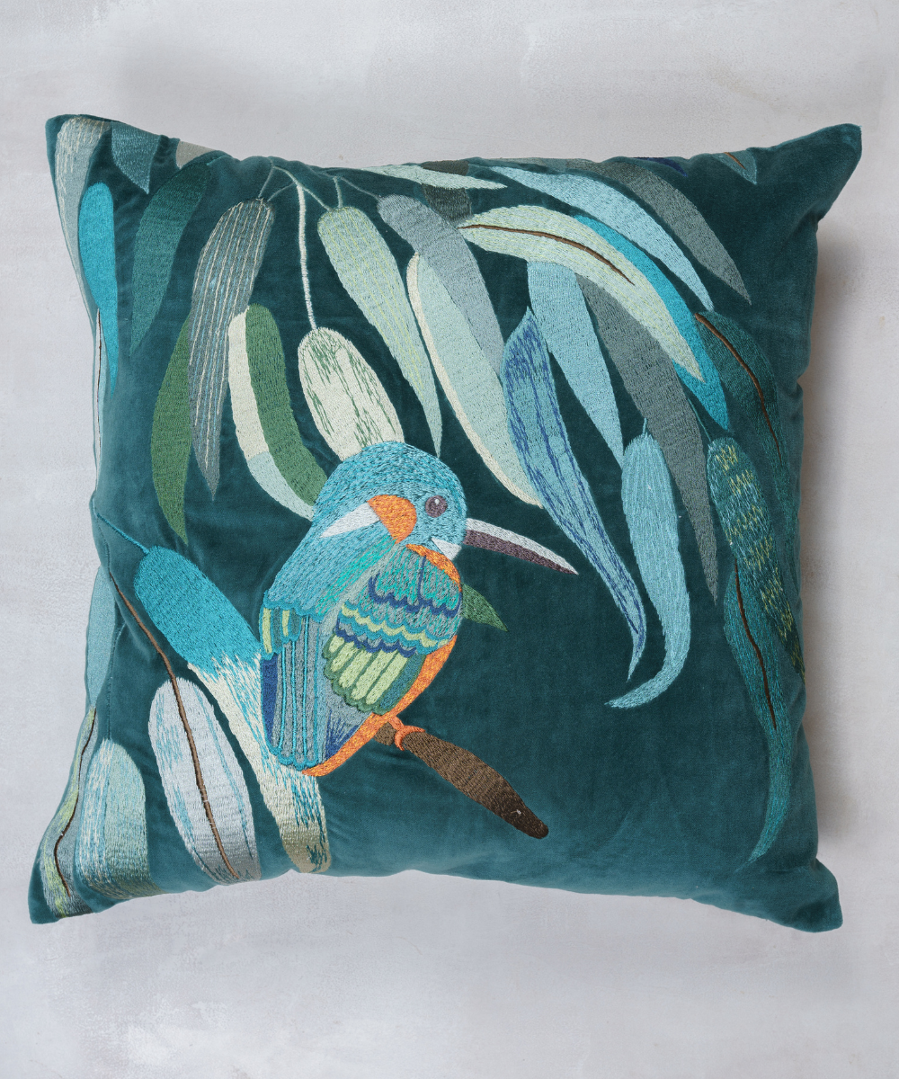 Midnight Kingfisher Cushion