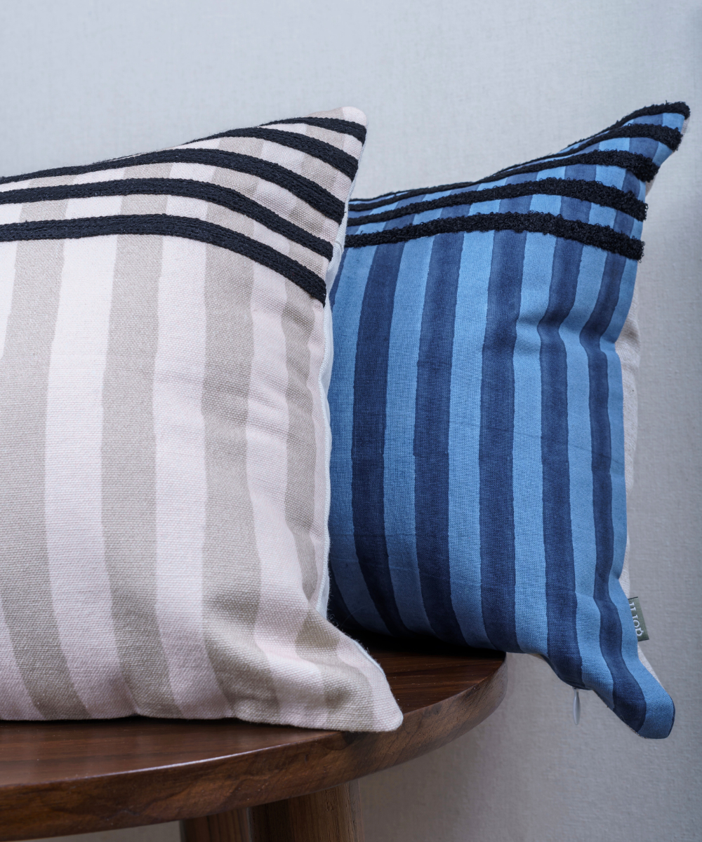 Namat Blockprint Cushion - Beige