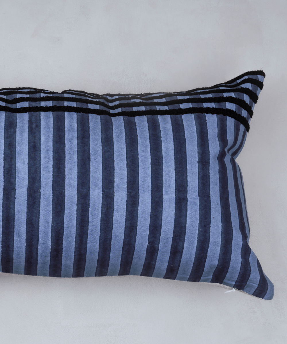 Namat Blockprint Cushion - Blue