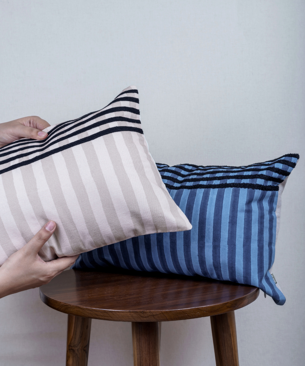 Namat Blockprint Cushion - Beige
