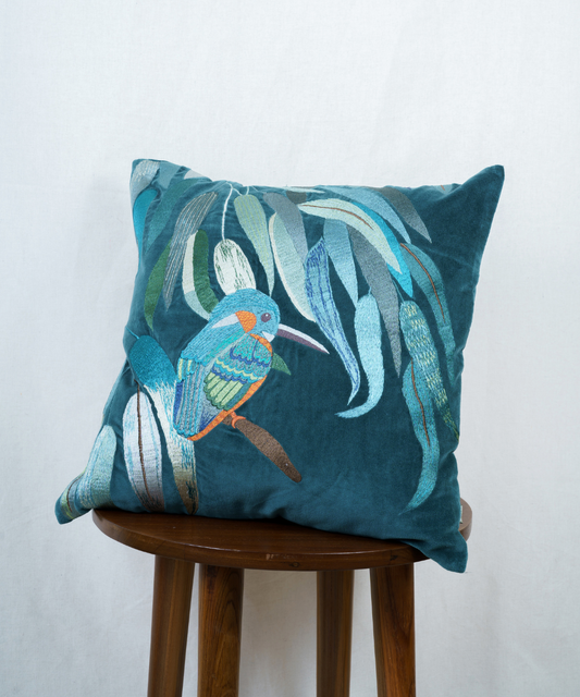Midnight Kingfisher Cushion